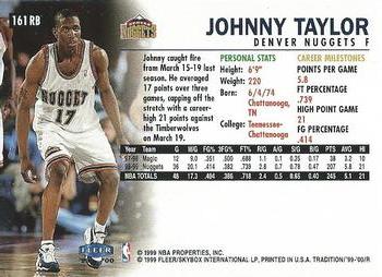 1999-00 Fleer Tradition - Roundball Collection #161RB Johnny Taylor Back