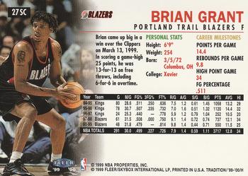 1999-00 Fleer Tradition - Supreme Court Collection #27SC Brian Grant Back