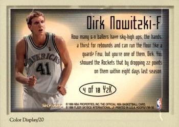 1999-00 Hoops - Y2K Corps #4 Y2K Dirk Nowitzki Back