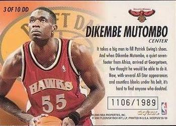 1999-00 Hoops Decade - Draft Day Dominance Parallel #3DD Dikembe Mutombo Back