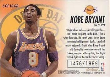 1999-00 Hoops Decade - Draft Day Dominance Parallel #8DD Kobe Bryant Back