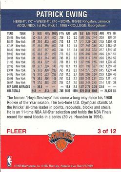 1997-98 Fleer - Decade of Excellence #3 Patrick Ewing Back
