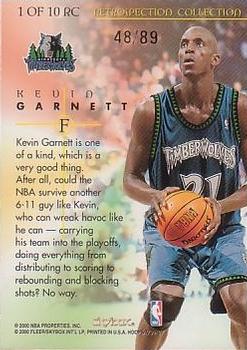 1999-00 Hoops Decade - Retrospection Collection Parallel #1RC Kevin Garnett Back