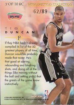 1999-00 Hoops Decade - Retrospection Collection Parallel #7RC Tim Duncan Back