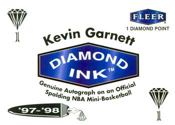 1997-98 Fleer - Diamond Ink 1 Point #NNO Kevin Garnett Front