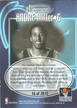 1999-00 SkyBox Apex - First Impressions #16 FI Andre Miller Back