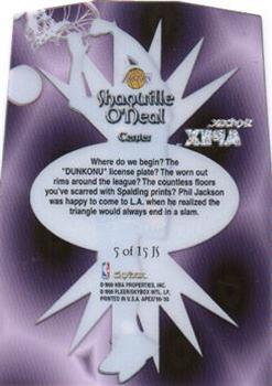 1999-00 SkyBox Apex - Jam Session #5 JS Shaquille O'Neal Back
