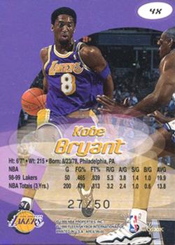 1999-00 SkyBox Apex - Xtra #4X Kobe Bryant Back