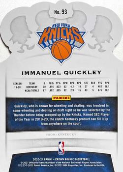 2020-21 Panini Crown Royale #93 Immanuel Quickley Back