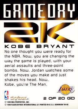 1999-00 SkyBox Dominion - Game Day 2K #2 GD Kobe Bryant Back