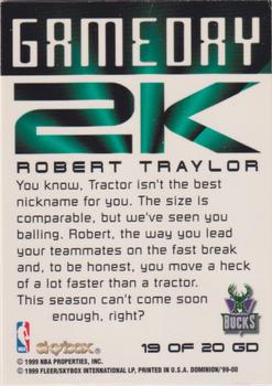 1999-00 SkyBox Dominion - Game Day 2K Warp Tek #19 GD Robert Traylor Back