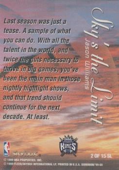 1999-00 SkyBox Dominion - Sky's the Limit #2 SL Jason Williams Back