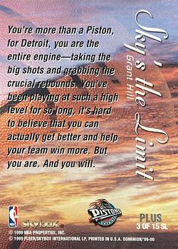 1999-00 SkyBox Dominion - Sky's the Limit Plus #3 SL Grant Hill Back