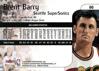 1999-00 SkyBox Impact #86 Brent Barry Back