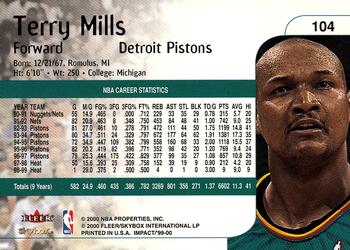1999-00 SkyBox Impact #104 Terry Mills Back