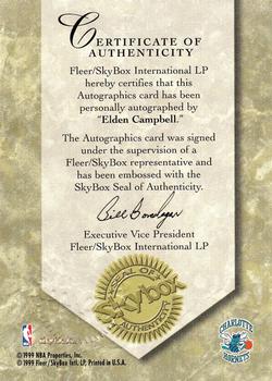 1999-00 SkyBox Premium - Autographics #NNO Elden Campbell Back