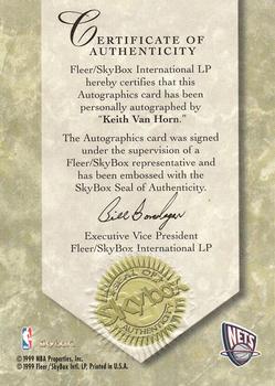 1999-00 SkyBox Premium - Autographics #NNO Keith Van Horn Back