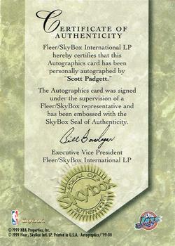1999-00 SkyBox Premium - Autographics #NNO Scott Padgett Back