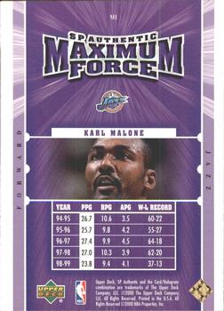 1999-00 SP Authentic - Maximum Force #M1 Karl Malone Back