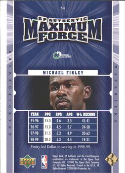 1999-00 SP Authentic - Maximum Force #M6 Michael Finley Back
