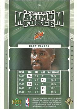 1999-00 SP Authentic - Maximum Force #M9 Gary Payton Back