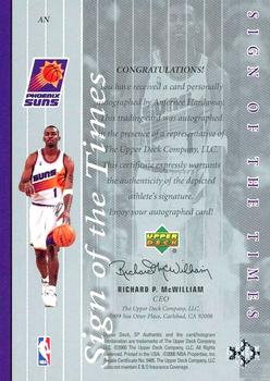1999-00 SP Authentic - Sign of the Times #AN Anfernee Hardaway Back