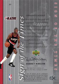 1999-00 SP Authentic - Sign of the Times #JO Jermaine O'Neal Back