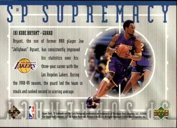 1999-00 SP Authentic - Supremacy #S8 Kobe Bryant Back