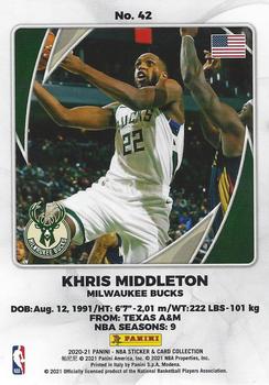 2020-21 Panini NBA Sticker & Card Collection - Cards #42 Khris Middleton Back