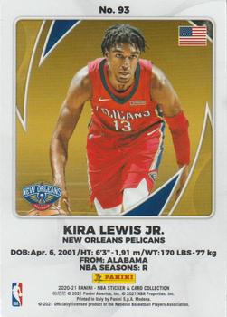 2020-21 Panini NBA Sticker & Card Collection - Cards #93 Kira Lewis Jr. Back