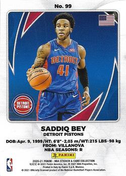 2020-21 Panini NBA Sticker & Card Collection - Cards #99 Saddiq Bey Back
