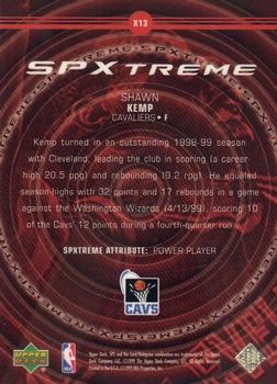 1999-00 SPx - SPxtreme #X13 Shawn Kemp Back