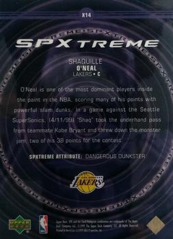 1999-00 SPx - SPxtreme #X14 Shaquille O'Neal Back