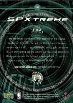 1999-00 SPx - SPxtreme #X15 Paul Pierce Back