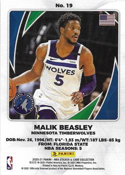 2020-21 Panini NBA Sticker & Card Collection - Card Silver #19 Malik Beasley Back
