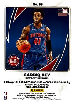 2020-21 Panini NBA Sticker & Card Collection - Card Silver #99 Saddiq Bey Back