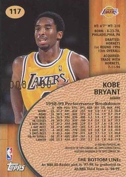 1999-00 Stadium Club - One of a Kind #117 Kobe Bryant Back