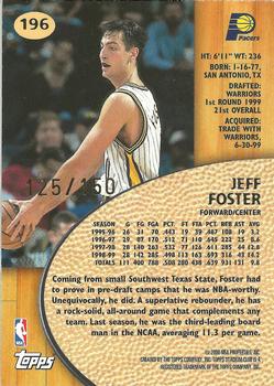 1999-00 Stadium Club - One of a Kind #196 Jeff Foster Back