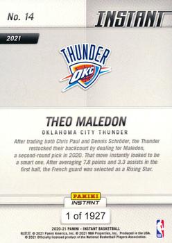 2020-21 Panini Instant NBA Rising Stars #14 Theo Maledon Back