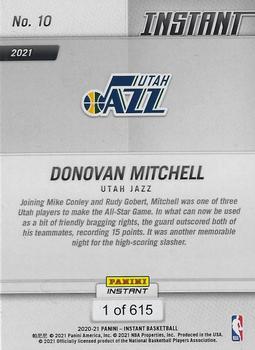 2020-21 Panini Instant NBA All-Stars #10 Donovan Mitchell Back