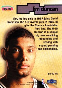 1997-98 Fleer - Rookie Sensations #6RS Tim Duncan Back