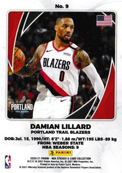 2020-21 Panini NBA Sticker & Card Collection European Edition - Cards #9 Damian Lillard Back