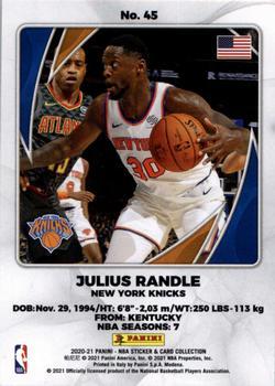 2020-21 Panini NBA Sticker & Card Collection European Edition - Cards #45 Julius Randle Back