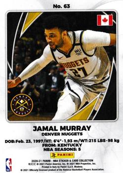 2020-21 Panini NBA Sticker & Card Collection European Edition - Cards #63 Jamal Murray Back