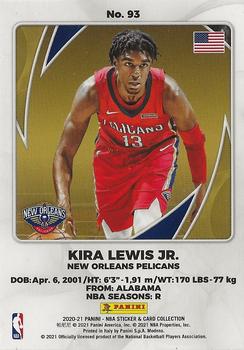 2020-21 Panini NBA Sticker & Card Collection European Edition - Cards #93 Kira Lewis Jr. Back