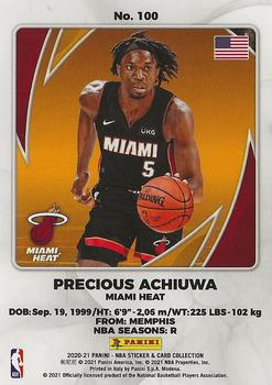 2020-21 Panini NBA Sticker & Card Collection European Edition - Cards #100 Precious Achiuwa Back