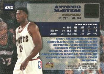 1999-00 Topps - Autographs #AM2 Antonio McDyess Back