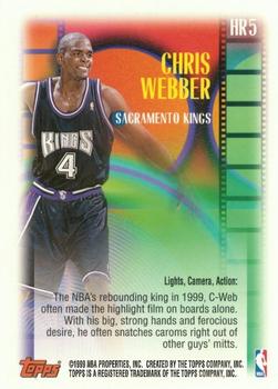 1999-00 Topps - Highlight Reels #HR5 Chris Webber Back