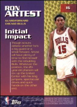 1999-00 Topps - Impact #I6 Ron Artest Back