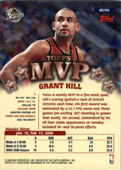 1999-00 Topps - MVP Promotion Prizes #MVP6 Grant Hill Back